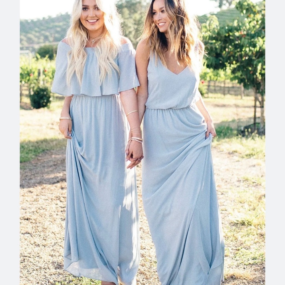 Show Me Your Mumu Hacienda Maxi Dress ✨ Romantic Blue Off Shoulder Gown - Picture 2 of 8